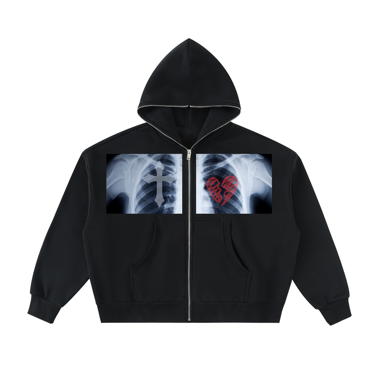 Chrome&Hearts Fleeced Full-Zip Boxy Hoodie