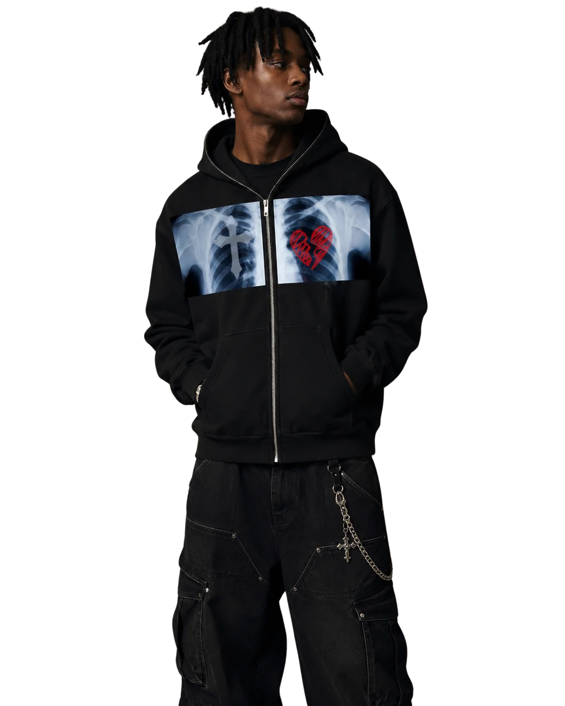 Chrome&Hearts Fleeced Full-Zip Boxy Hoodie